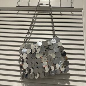 Paco Rabanne Silver Sparkle Discs Shoulder Bag